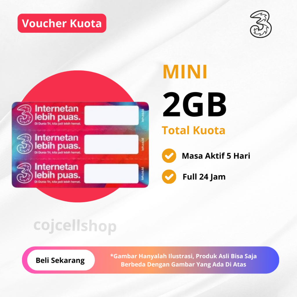 Voucher Data Tri Mini 1 2GB 5 Hari | Bandung | Grosir | Eceran - Voucher Tri Mini