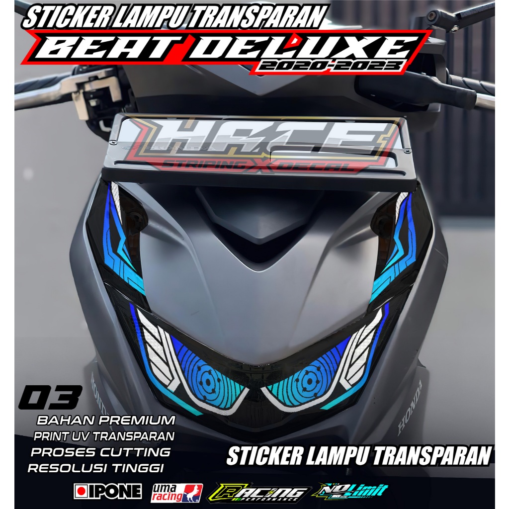 KODE 03 STICKER ALIS LAMPU MOTOR BEAT DELUXE 2020-2023 - STICKER ALIS LAMPU DEPAN BEAT DELUXE