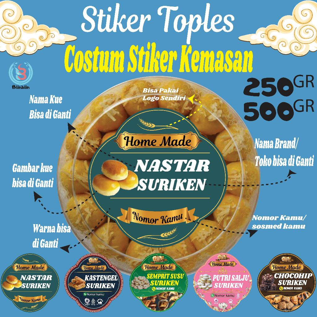 Stiker Toples, Stiker Costum, Stiker Nama Kue Kering, Stiker Lebel kemasan,Stiker Logo, Free Desain