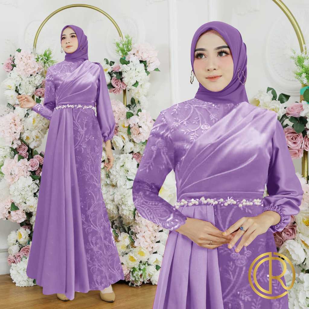 Gamis Gamila mutiara cantik r1z4 velvet kondangan lebaran terbaik