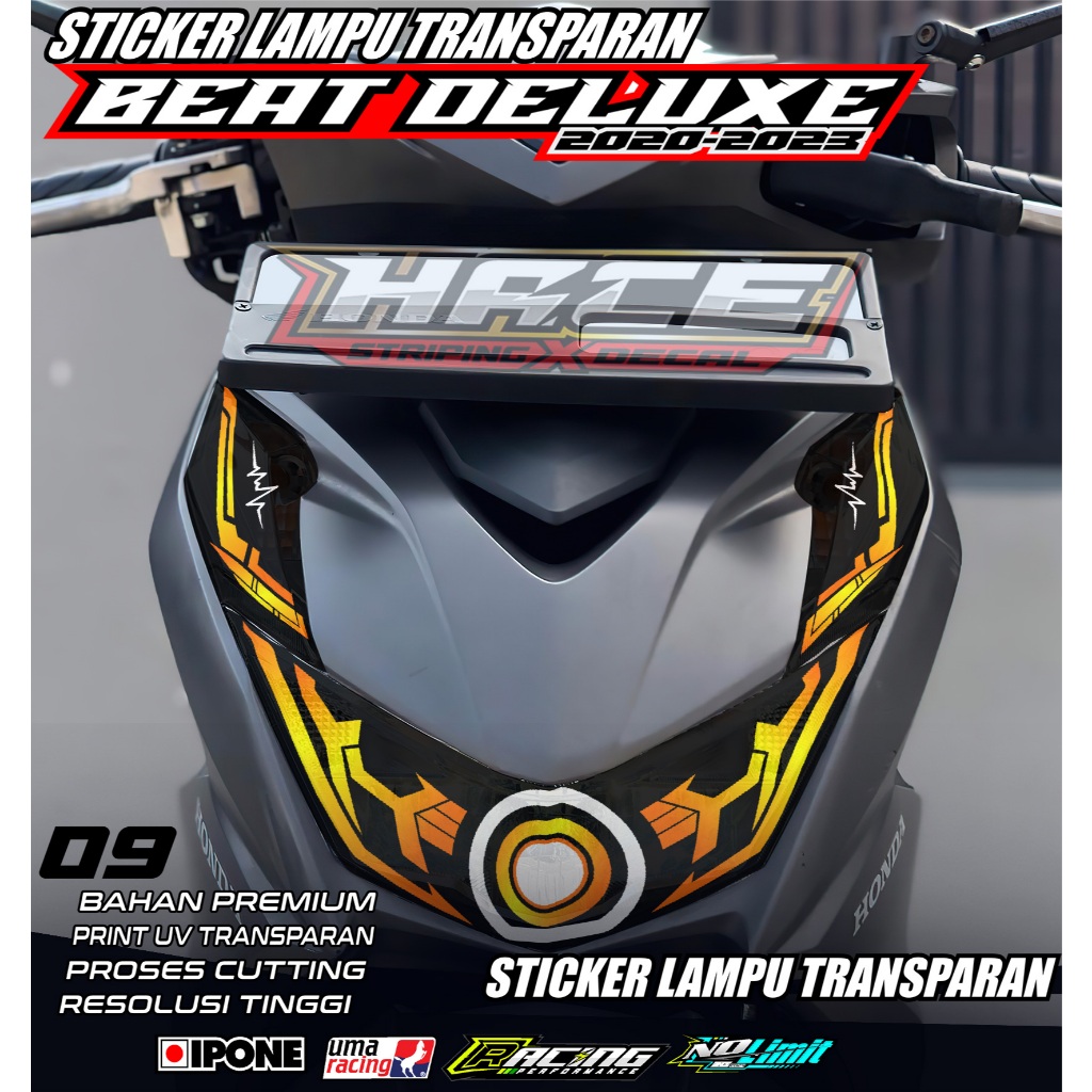 KODE 09 STICKER ALIS LAMPU MOTOR BEAT DELUXE 2020-2023 - STICKER ALIS LAMPU DEPAN MOTOR BEAT DELUXE