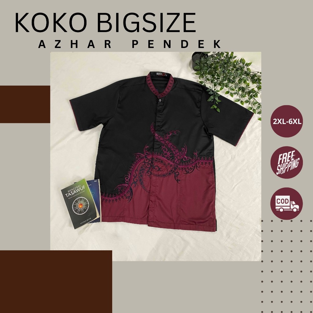 BIG SIZE Baju Koko JUMBO Lengan Pendek XXL XXXL XXXXL XXXXXL XXXXXXL - Baju Koko Lengan Pendek AZHAR