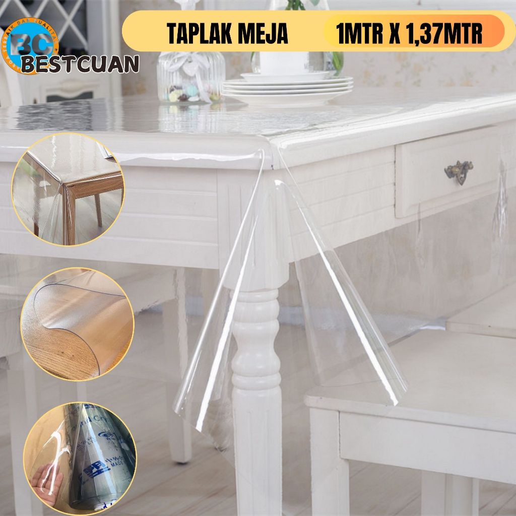 

Plastik Mika 0.20 & 0.30 mm 137X1M 2M 3M 4M 5MPVC Taplak Meja bening lentur, Taplak Meja Bening Transparant Tebal 0.20 & 0.30 MM Sampul Buku / Sampul Seserahan