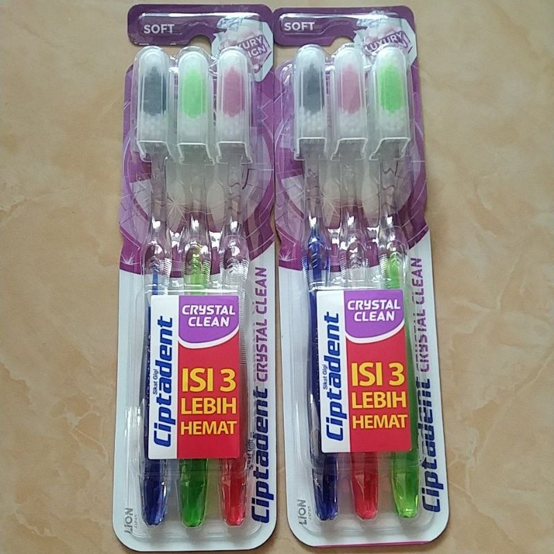 Ciptadent crystal clean sikat gigi isi 3 / sikat gigi ciptadent isi 3 / sikat gigi