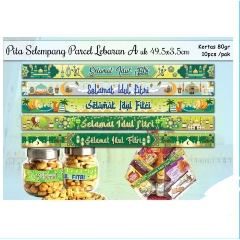 

Murah!! ( 1 Pak isi 10 Lembar) Pita Selempang A, pita parcel lebaran, paper belt idul fitri,