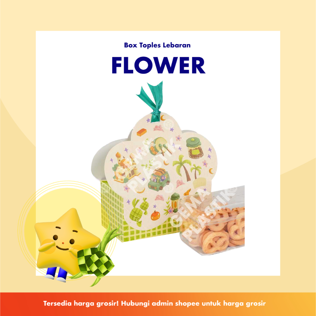 

Box Toples Lebaran FLOWER | GEMA PLASTIK - box kue, box untuk hampers lebaran