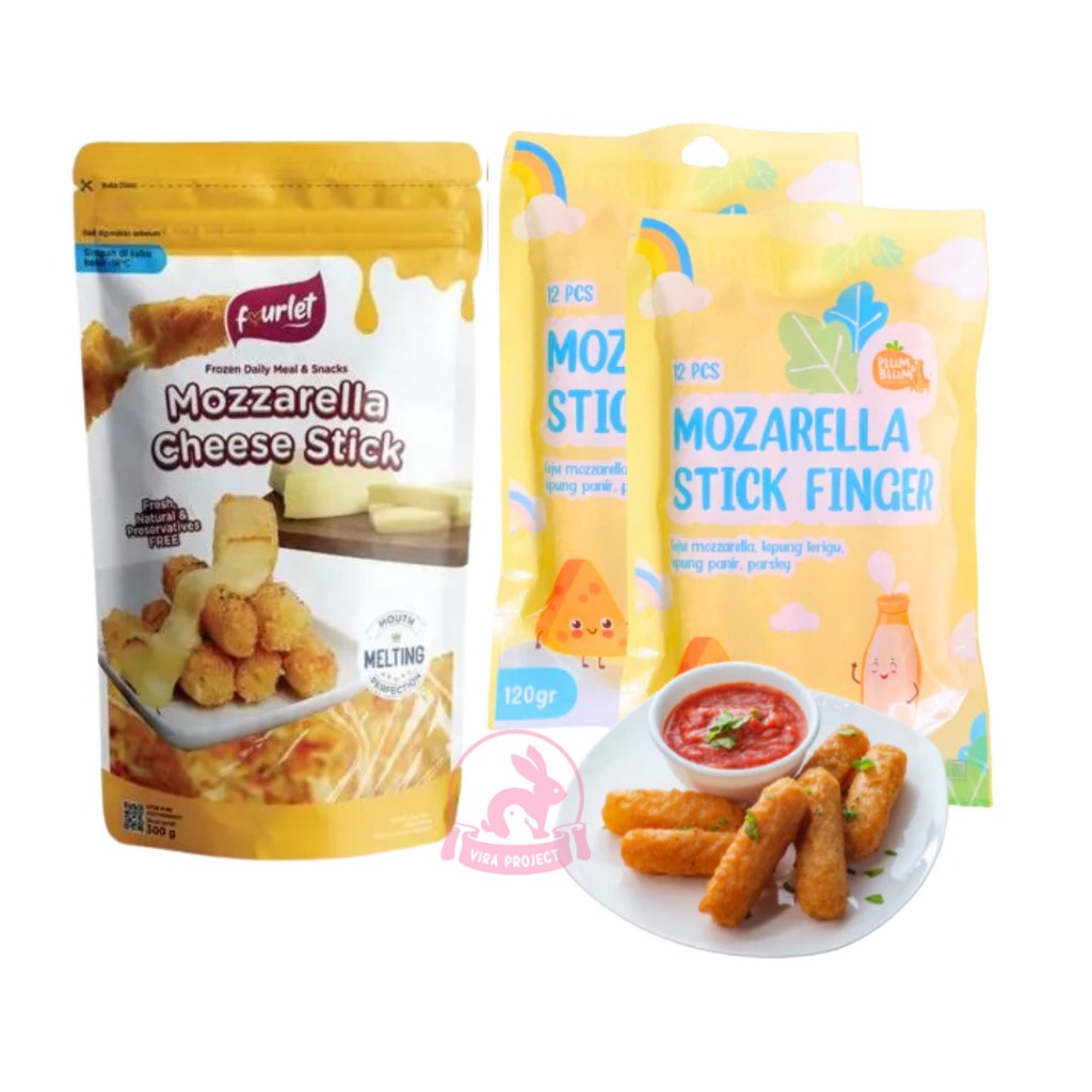 

PLUM&BLUM FOURLET FROZEN MOZARELLA STICK FINGER /STIK KEJU FROZEN NO MSG LAUK SIAP SAJI FINGER FOOD