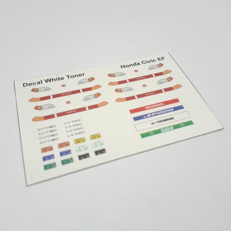 decal white toner hot wheels lampu honda civic ef