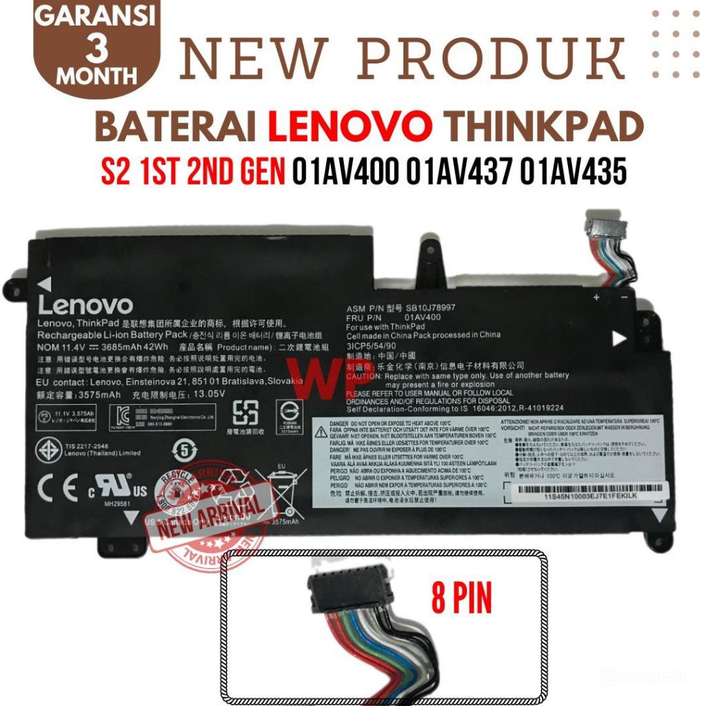 Baterai Thinkpad 13 S2 01AV400 01AV401 01AV402 01AV435 01AV437