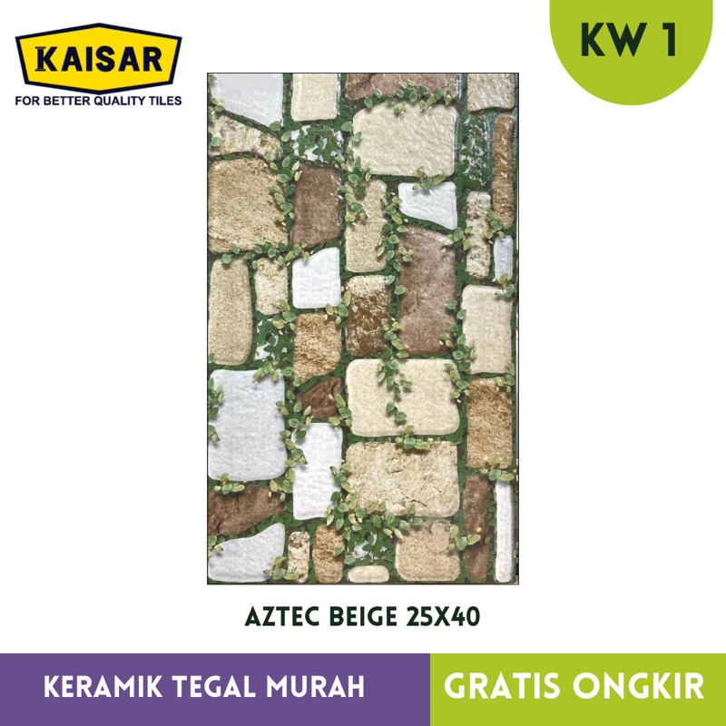 Keramik dinding Motif Batu alam 25x40 Aztec Series Kaisar