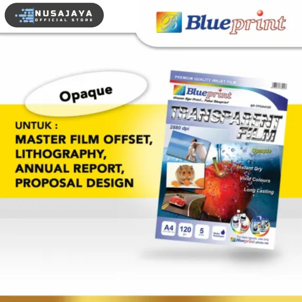 

Kertas Film Transparan / Transparent Film ( Opaque ) BLUEPRINT A4