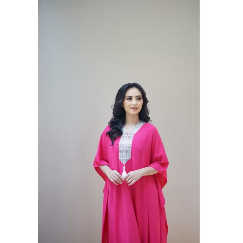 Gamis Pink Bordir untuk acara formal atau kondangan