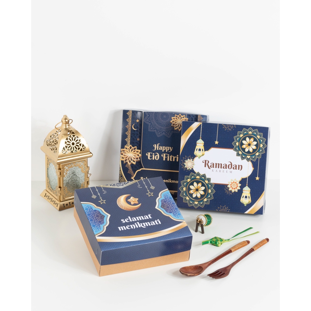 

Cetak Box Catering Ramadhan Lebaran Custom Logo Dus Nasi Uk 18 x 18 x 7,5 dan 20 x 20 x 7 Tutup Pisah- FREE DESAIN Print Full Color Packaging Selaras Printing