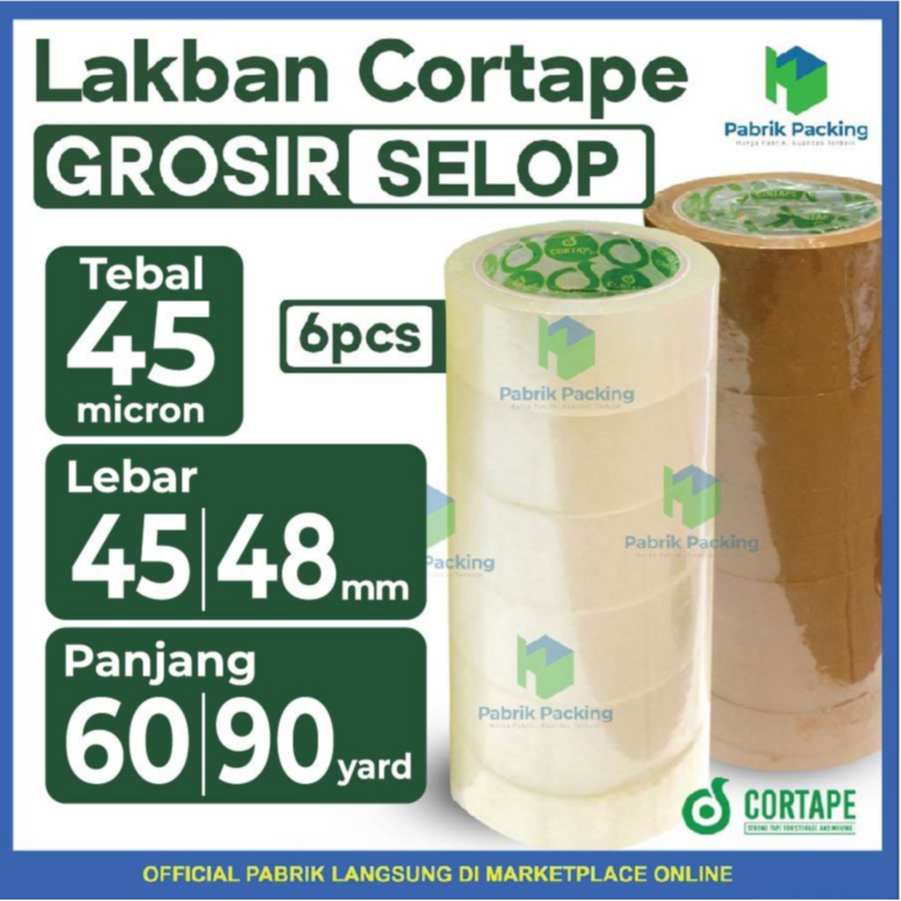 

rtc Lakban Cortape Ukuran 45mm x 90yard Grosir Termurah Per Selop