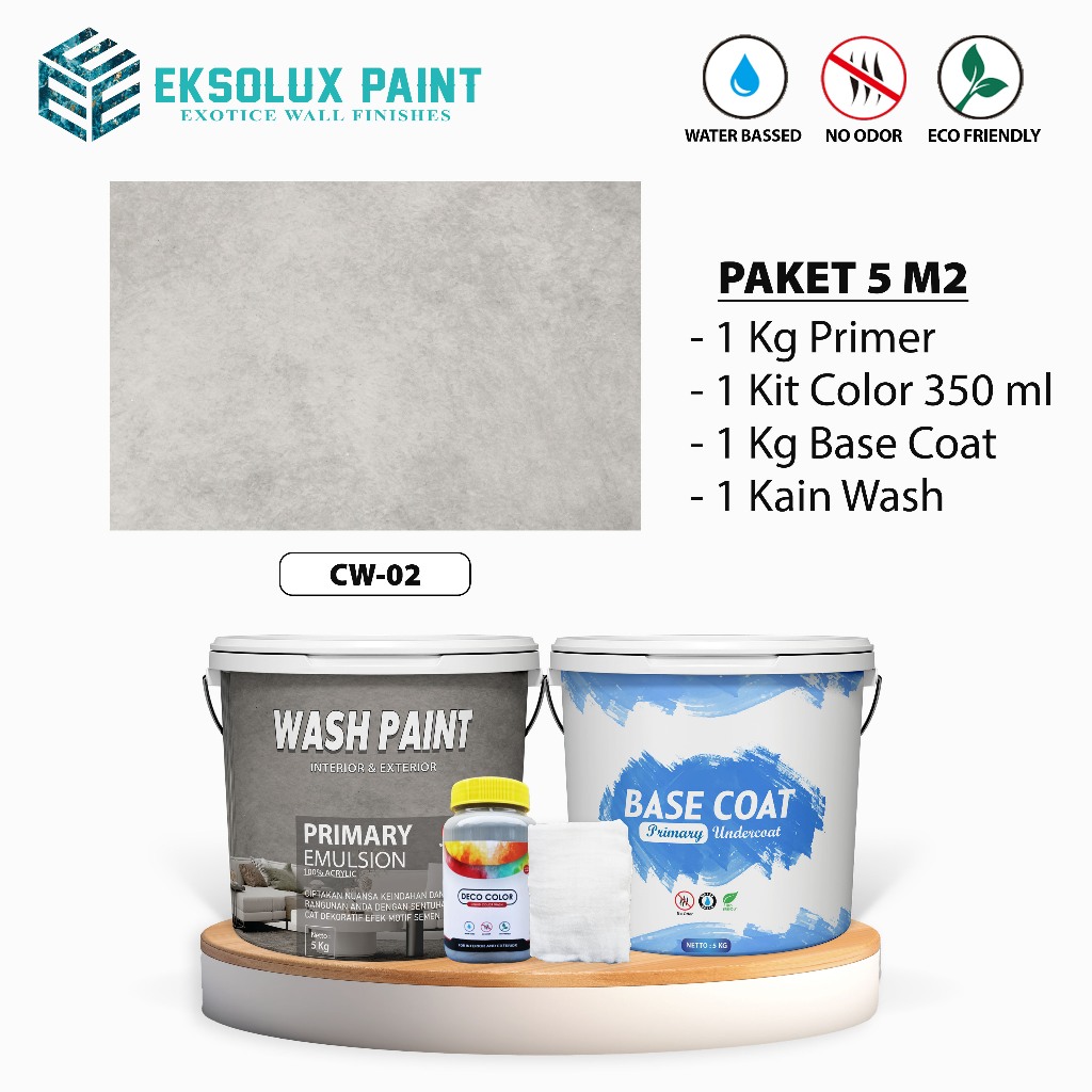 Paket 5m2 Cat Tembok Cat Wash Motif Semen Ekspos Kode CW.01 - Cat Dinding Cement Wash