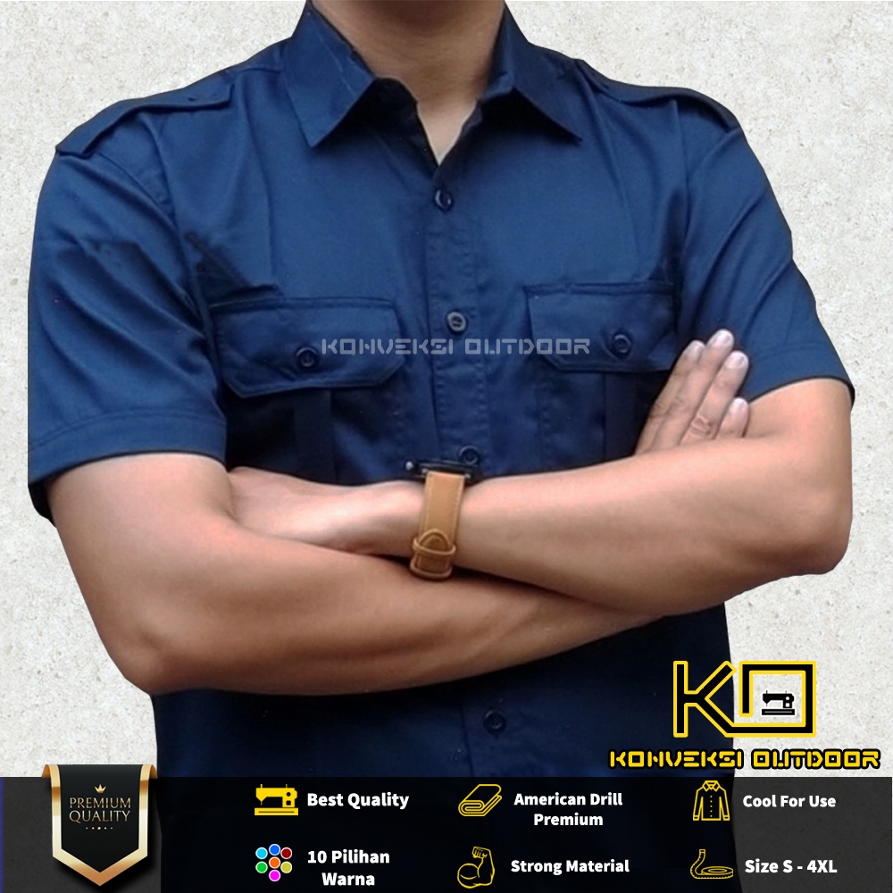 BAJU KEMEJA LAPANGAN SERAGAM ATASAN PDL PDH OUTDOOR LENGAN PENDEK - Pakaian Kerja Kantor Group Cargo