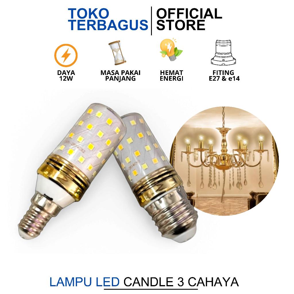 Lampu LED Candle Lilin Jagung 3 Warna Cahaya 12 Watt Bohlam Lampu Hias Gantung Dinding Dekorasi