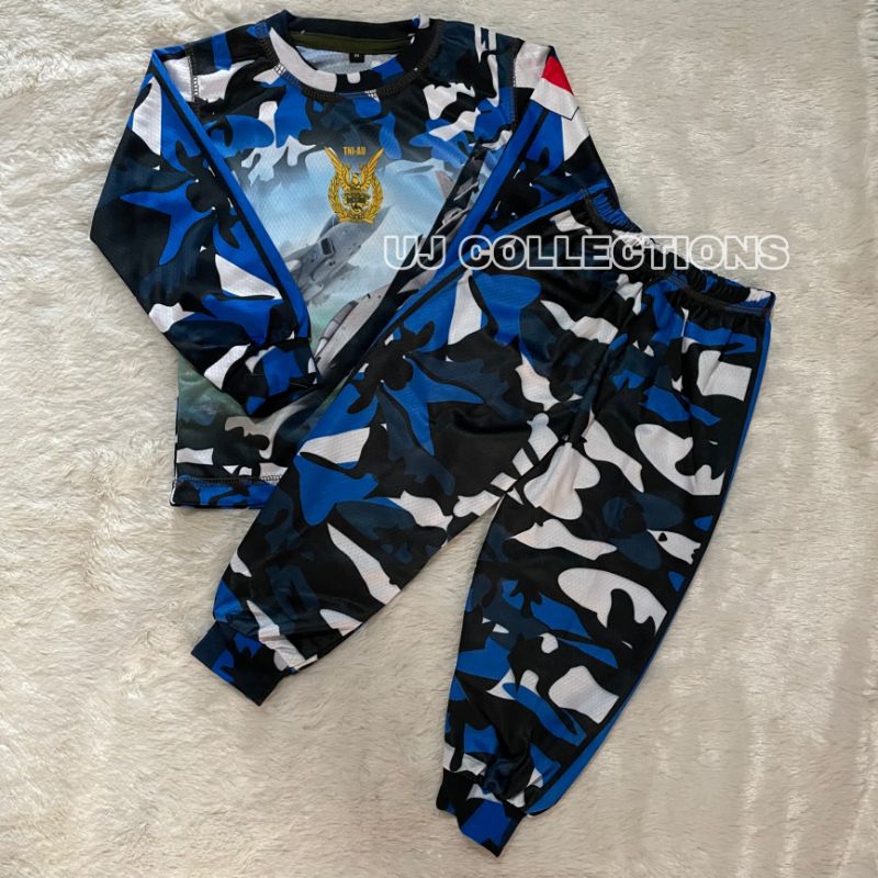 Setelan jersey anak lengan panjang motif tni angkatan udara - Baju setelan jersey kids army unisex