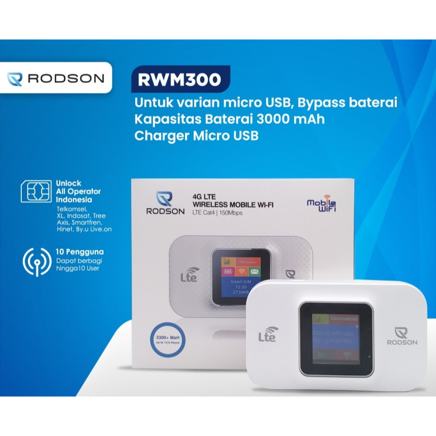 Mifi Router RODSON RWM300 Speed 4G LTE Mobile Wifi Hotspot ( UNLOCK )