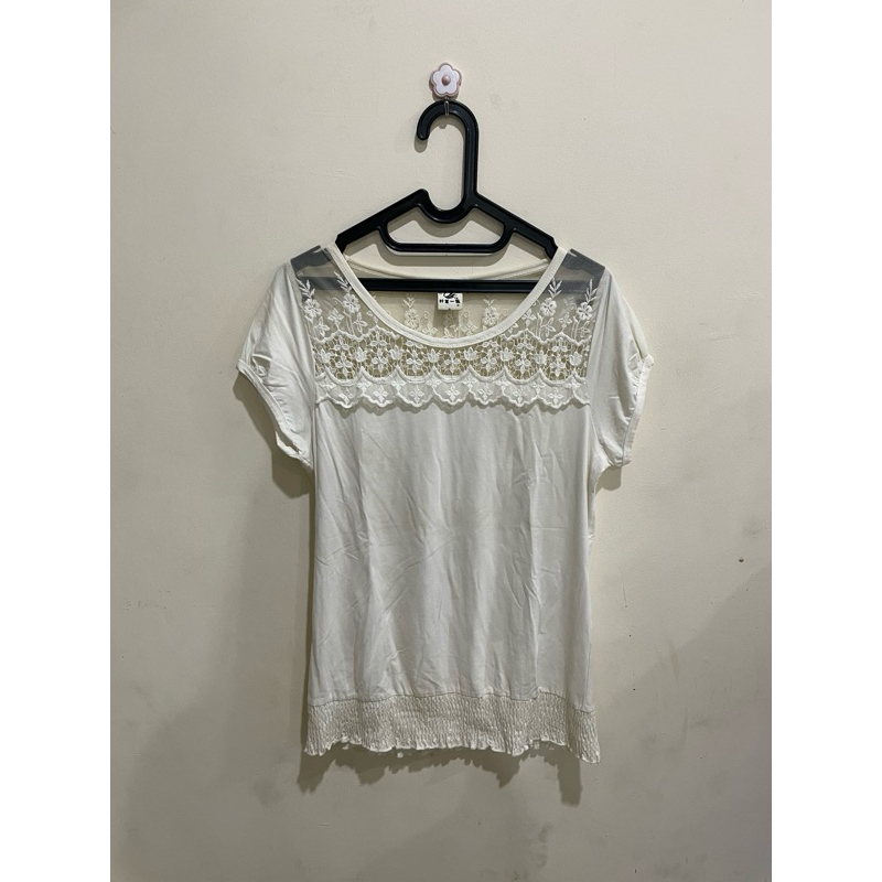 Blus Putih Bordir Lengan Pendek