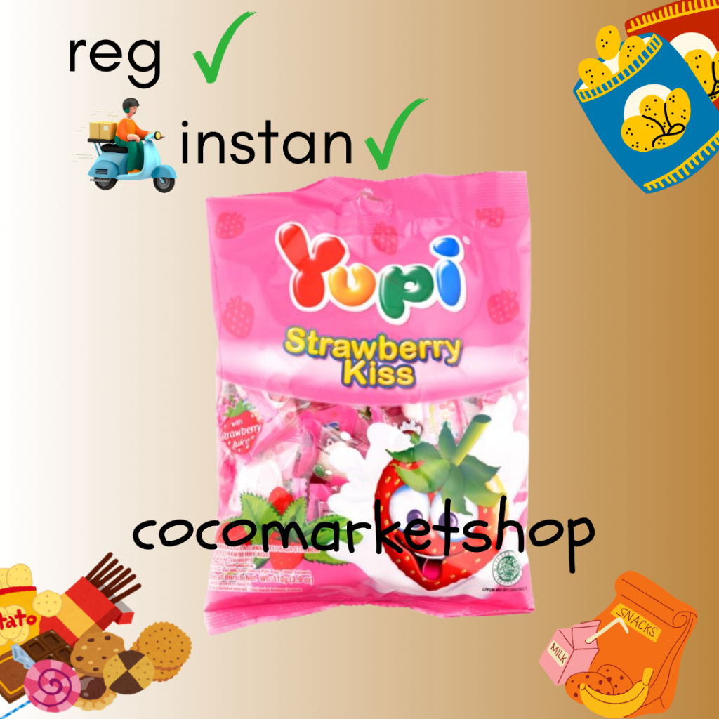 

COCOMART - (BUNGKUS) PERMEN YUPI JELLY STRAWBERRY KISS - 120GR