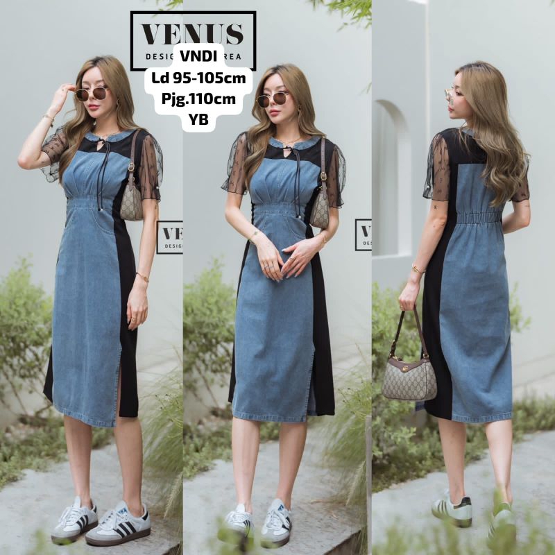 Dres cantik lengan pendek Bahan jeans terbaru