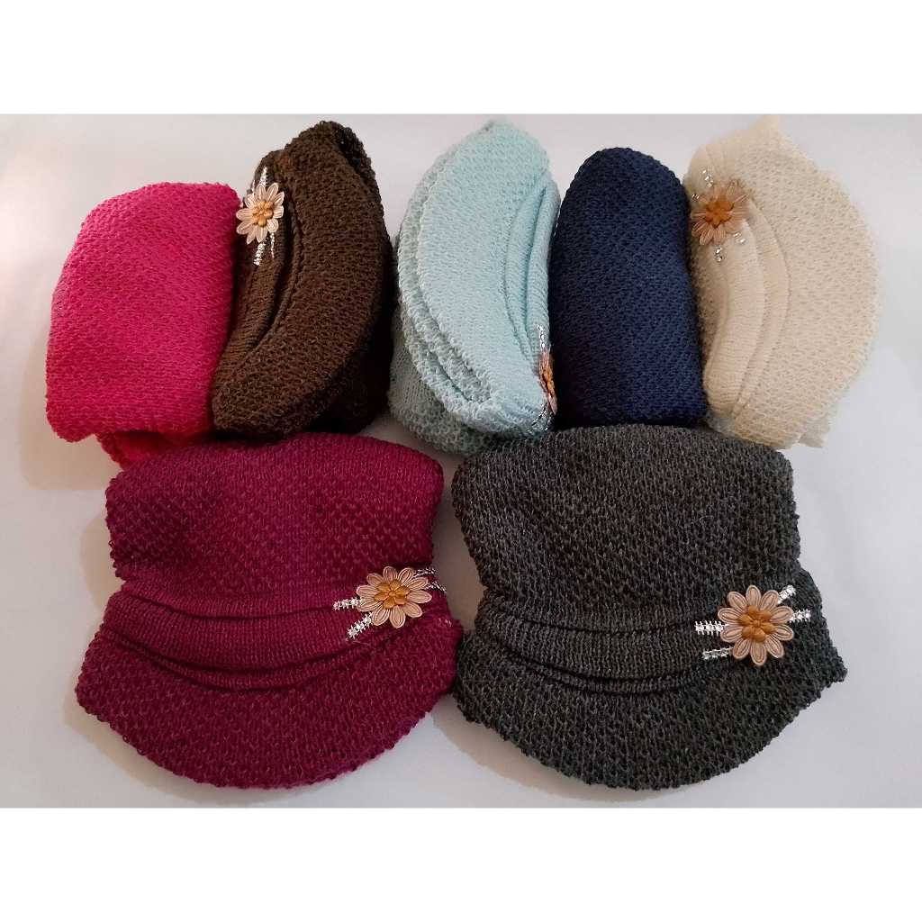 Ciput Nenek Topi Bunga Rajut Premium Topi Nenek