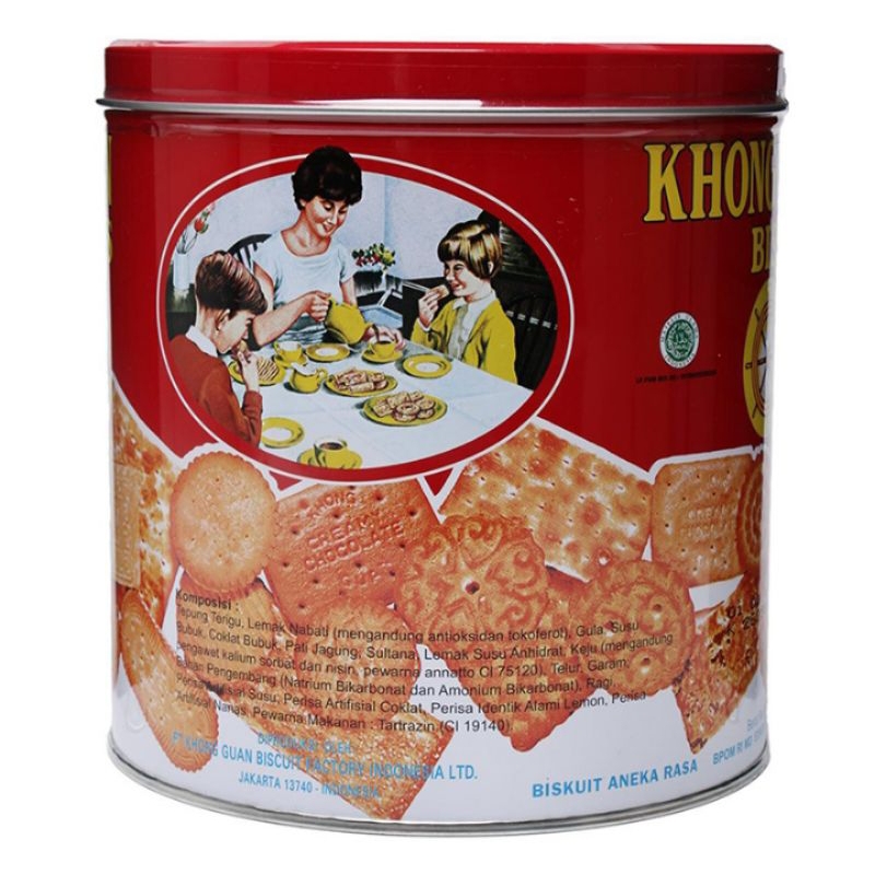 

Khong guan biskuit assorted merah kaleng.