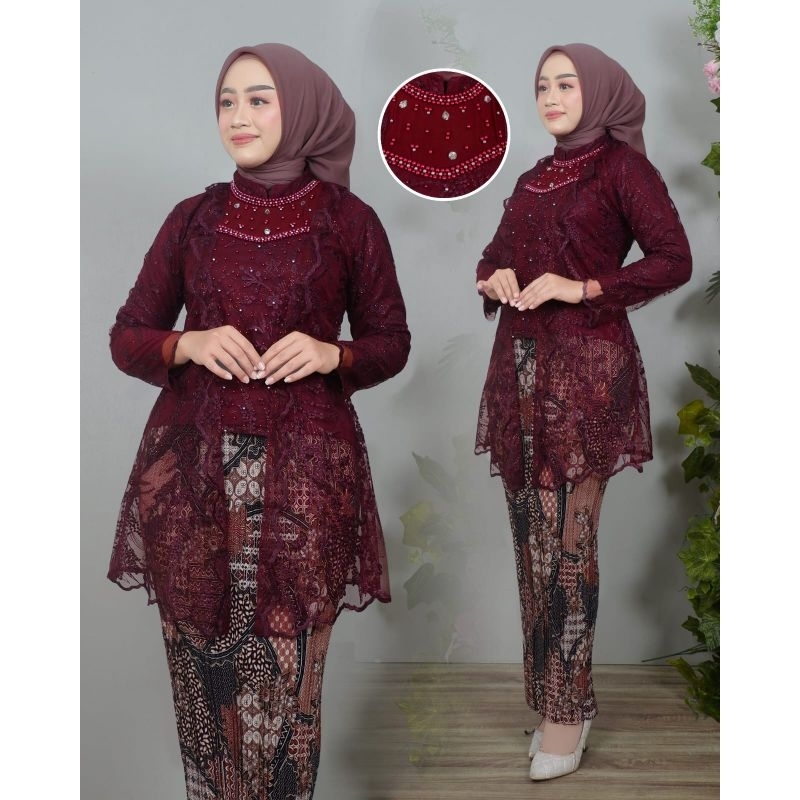 Rosalia 2 set tunik   tulle (furing)+rok plisket  pola jumbo
