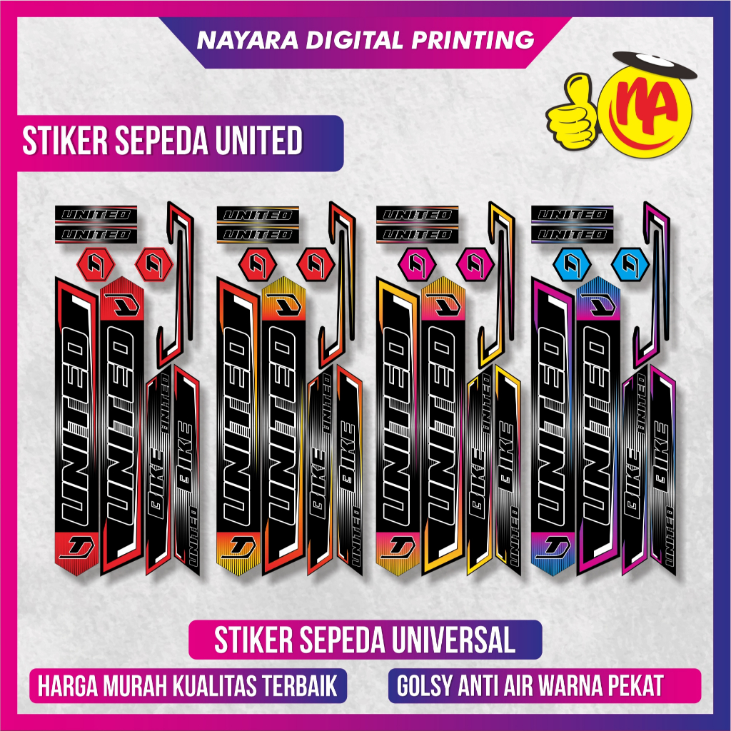 Stiker Sepeda United / Stiker Variasi Sepeda / Stiker sepeda gunung / stiker sepeda united universal