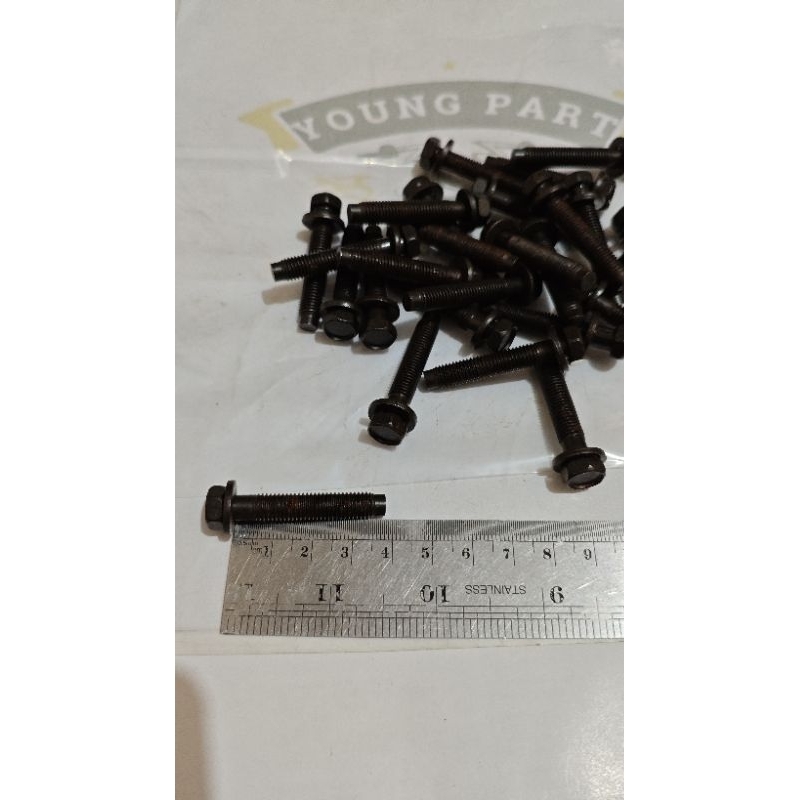 Baut M7 x3.5+ada Ring plat Nempel Hitam Baja baut 11 /7 mm konci 10 ( 2 PCS)