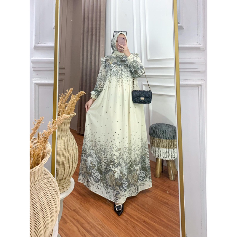 (Aurora) Gamis Aurora Set Ceruty Motif Printing/Dress Set Motif