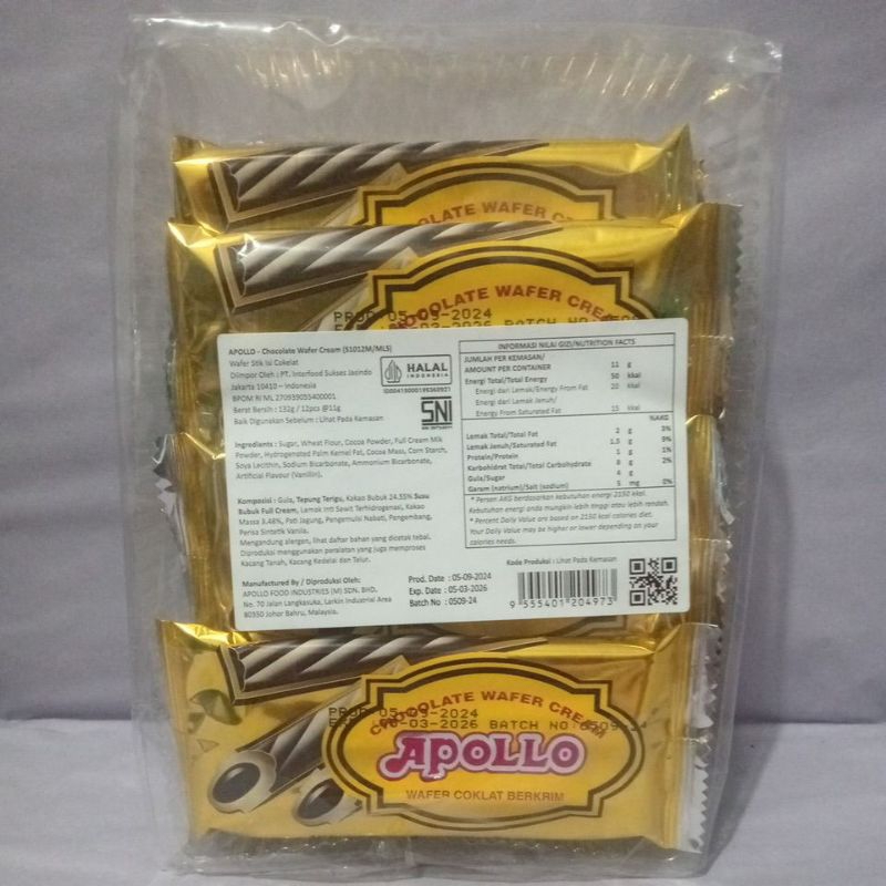 

Apollo Chocolate Wafer Cream Isi 12