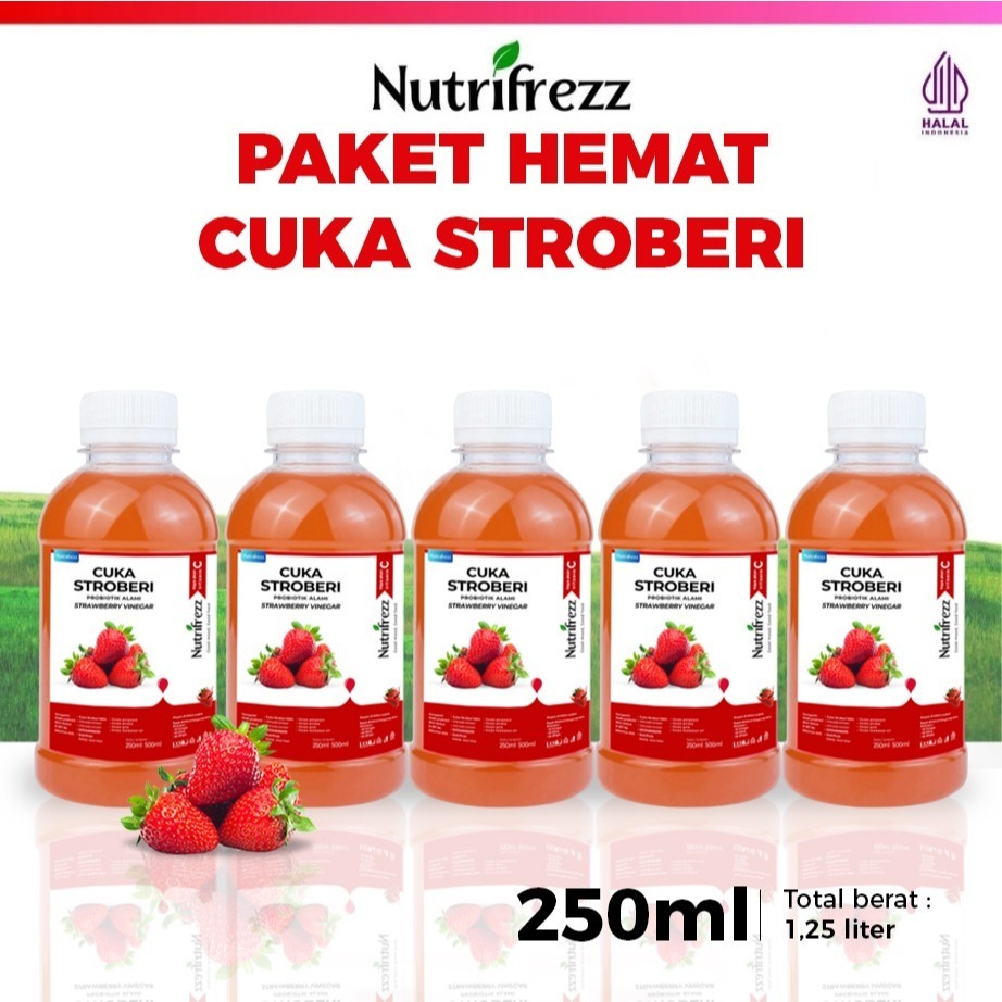 

Nutrifrezz - Paket Hemat Cuka Strawberry Asli With Mother - Diet Glow - Original - 250 ML - 5 PCS