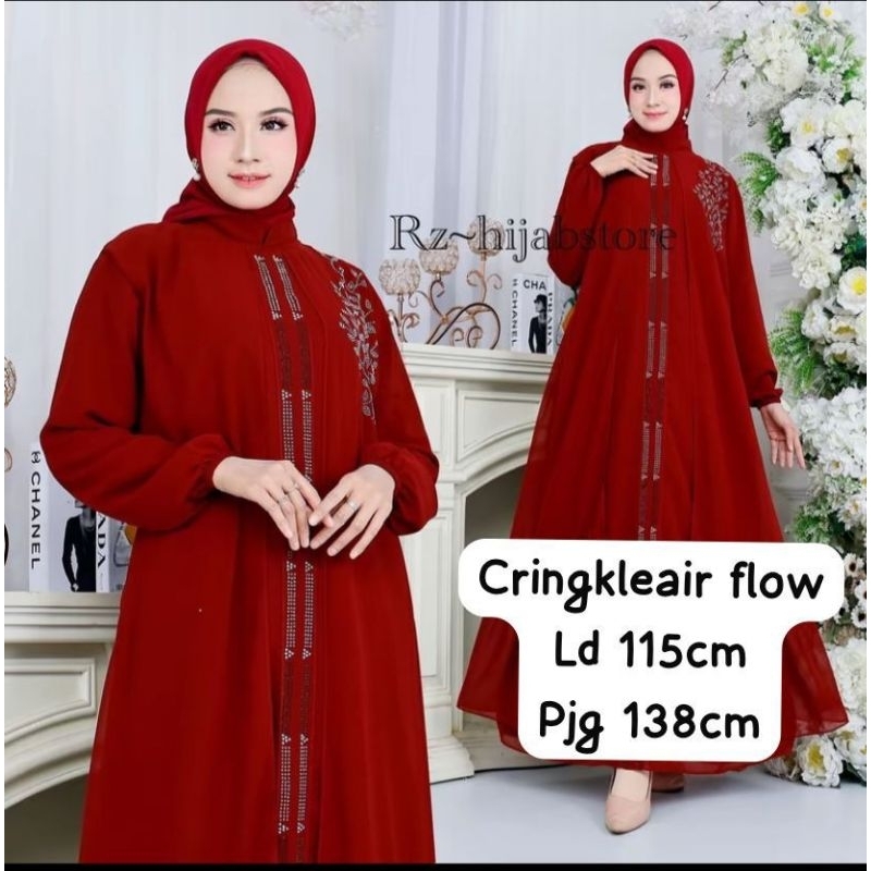 Abaya Swaroski Payet Bunga. Gamis Full Payet Bunga Original. gamis Swaroski Payet Bunga Matt Crinkle