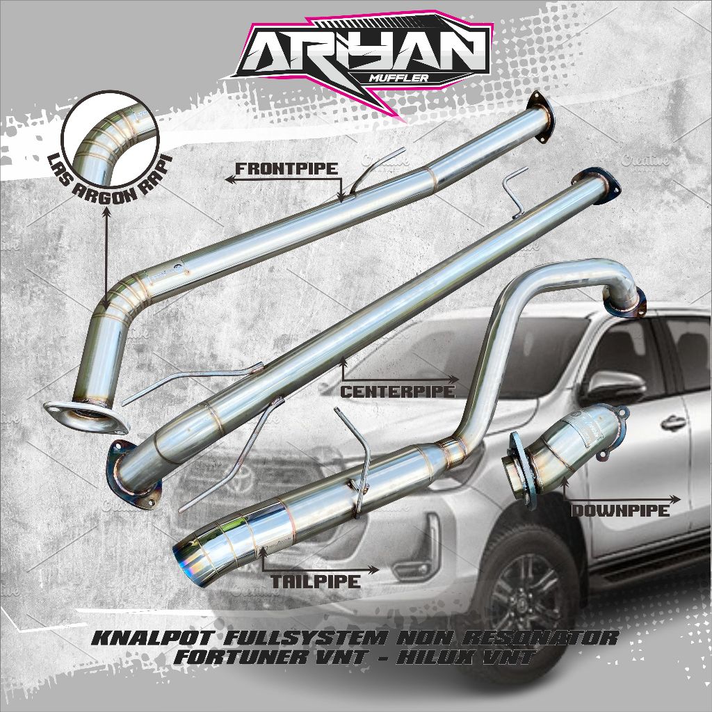 KNALPOT FULLSYSTEM NON RESONATOR FORTUNER VNT - HILUX VNT