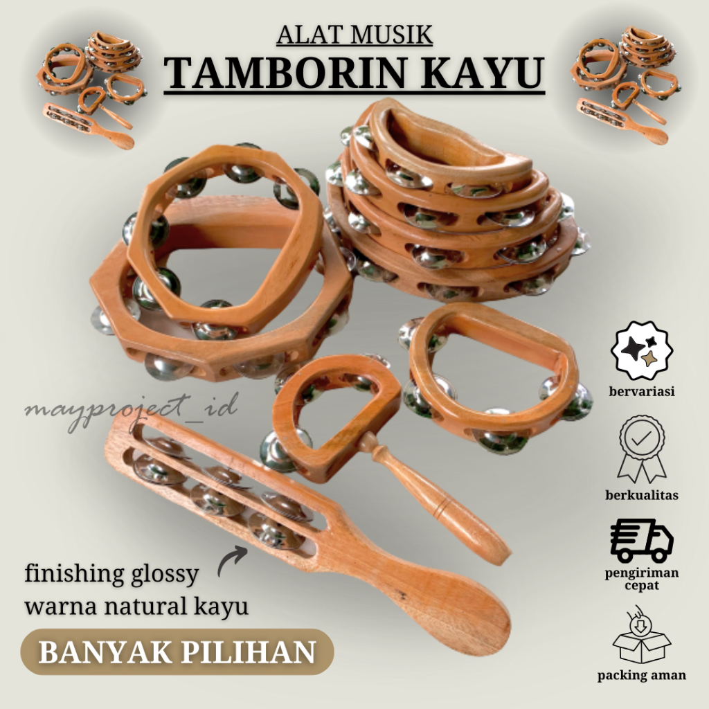 Tamborin Kayu Kecrekan Tambourine Alat Musik Perkusi