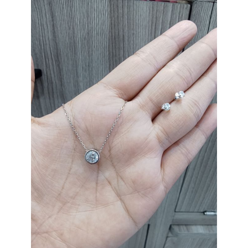 kalung nagita&giwang mata satu perak 925 asli