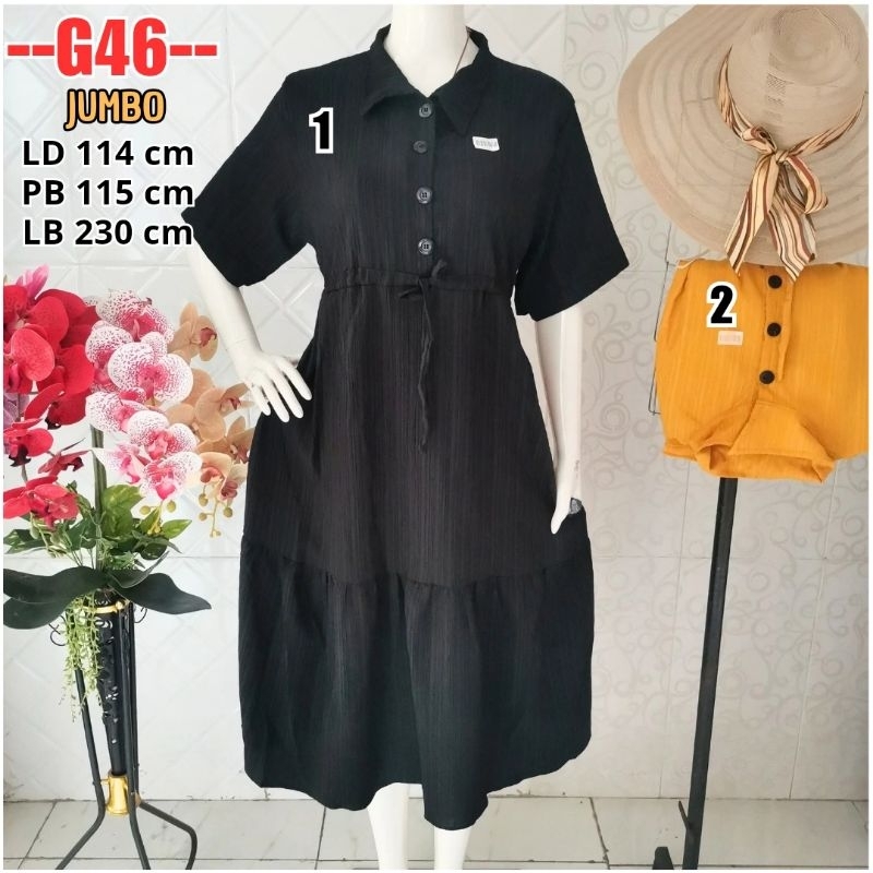 Daster Dress Serut Polos Kancing Depan Busui / Daster Andin Serut Rempel / Daster BUSUI G46