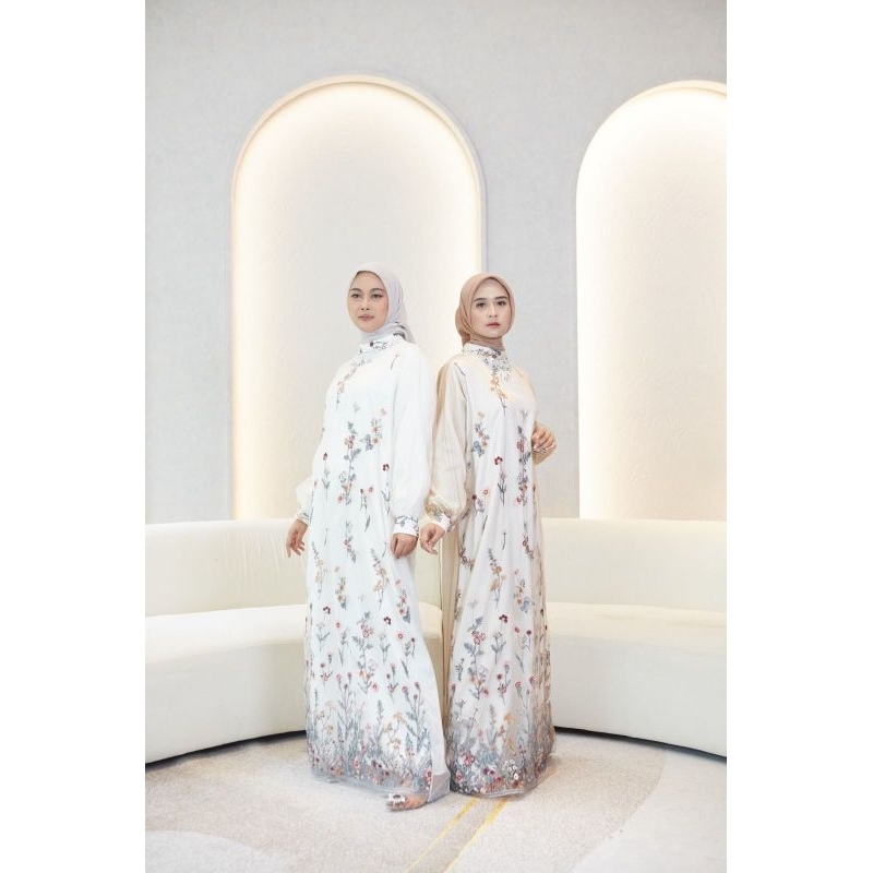LS435 Queenstreet Nayra Maxy Dress Premium | Gaun Wanita Burkat Tulle Gamis Mewah Kondangan Pesta Mo