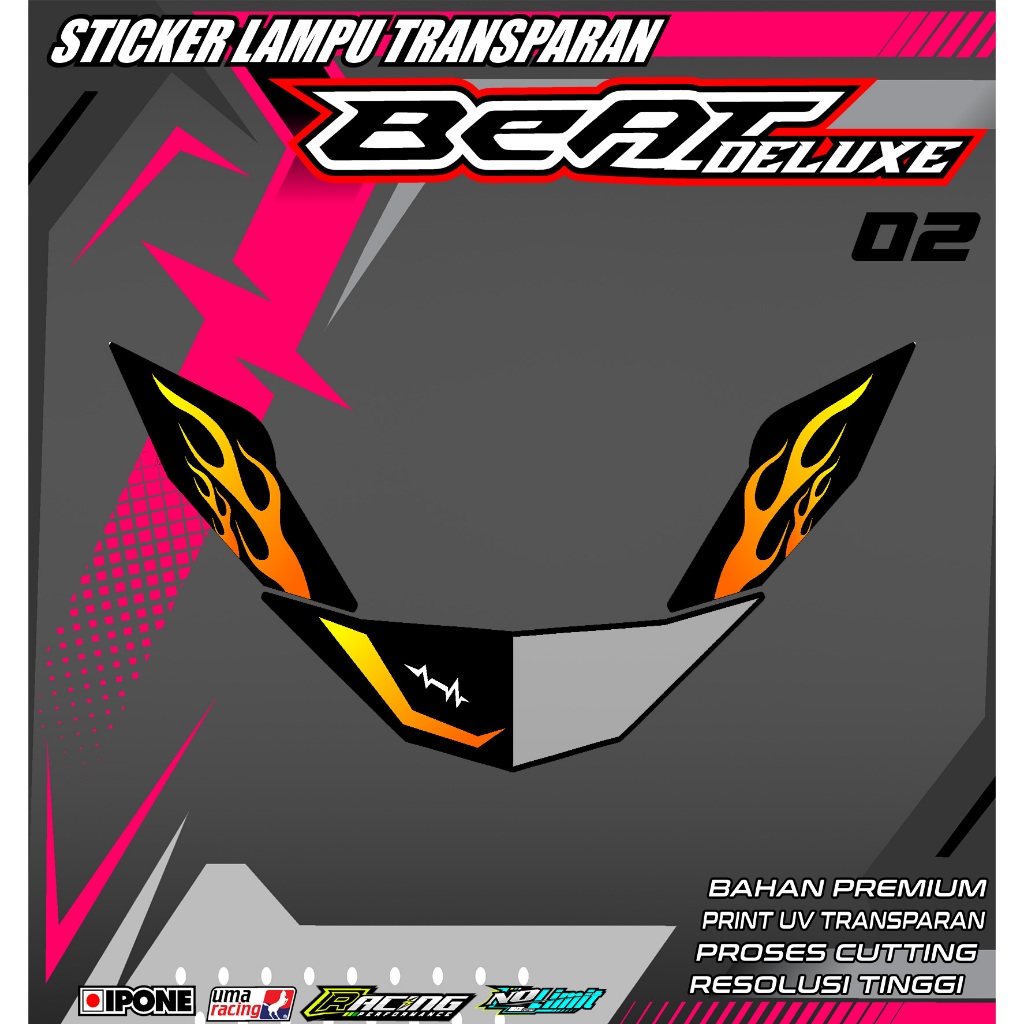 KODE 02 STICKER ALIS LAMPU MOTOR BEAT DELUXE 2020-2023 - STRIPING ALIS DEPAN LAMPU MOTOR BEAT DELUXE