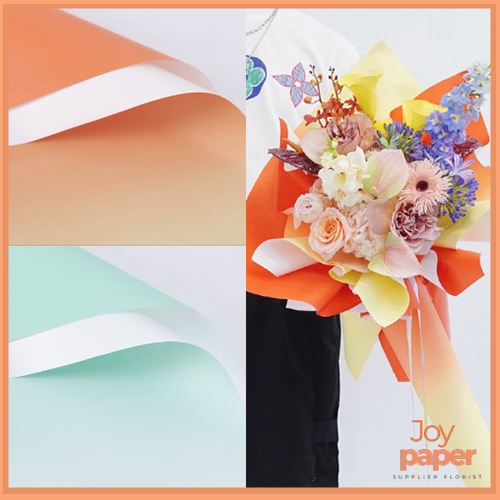 

20 Lembar kertas buket bunga gradient 2 warna flower wrapping paper cellophane KB6201