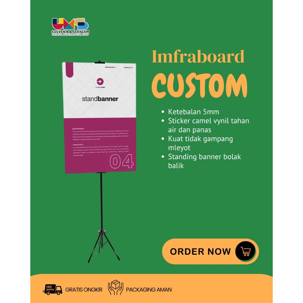 IMFRABOARD CUSTOM, Tripod Banner Ukuran 80x60