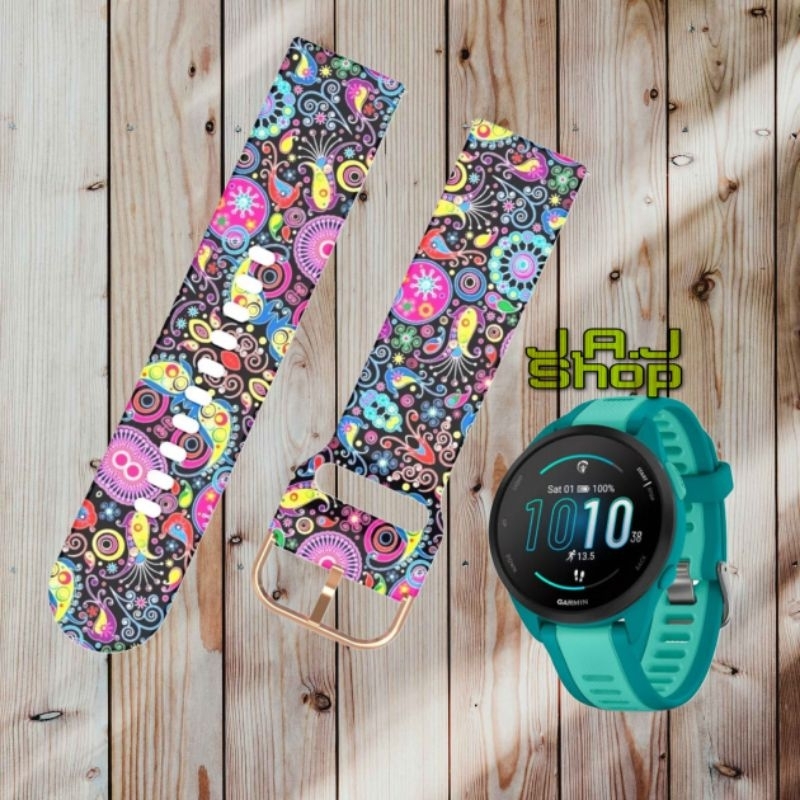 STRAP TALI JAM RUBBER SILIKON WATCH BAND CAMO STYLE MOTIF FASHION GARMIN FORERUNNER 165 55 245 MUSIC