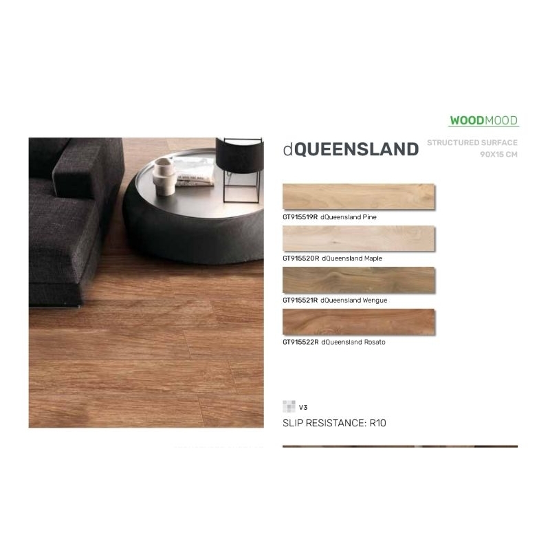 Roman Granit dQueensland 90x15 structure matt surface granit motif kayu wood wooden untuk indoor out