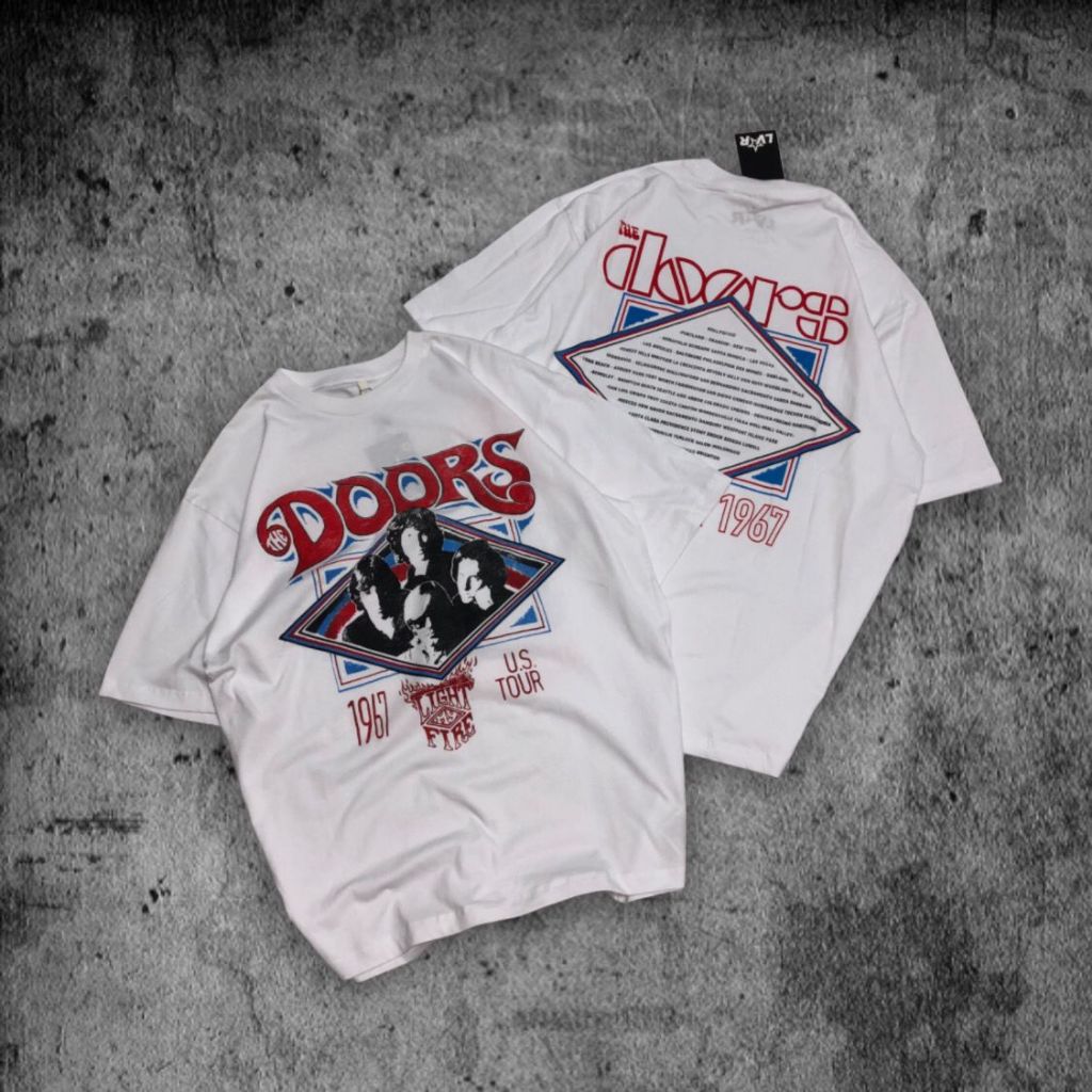Kaos Oversize The Doors - T Shirt Band Vintage Oversized The Doors Model White 24s