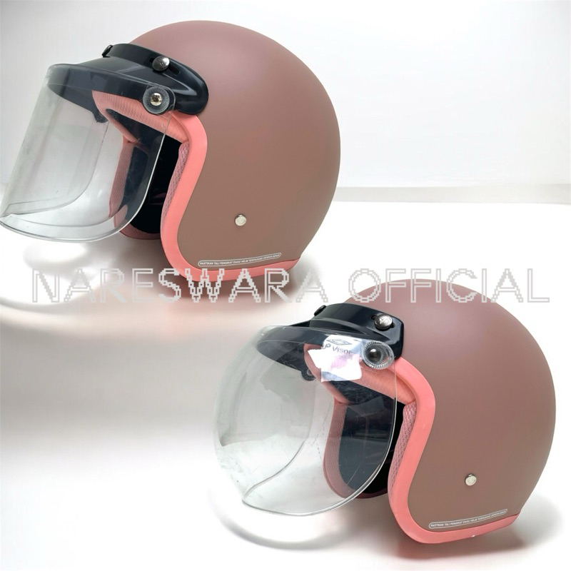 Helm Bogo Dewasa Wanita Hijab Busa Pink SNI