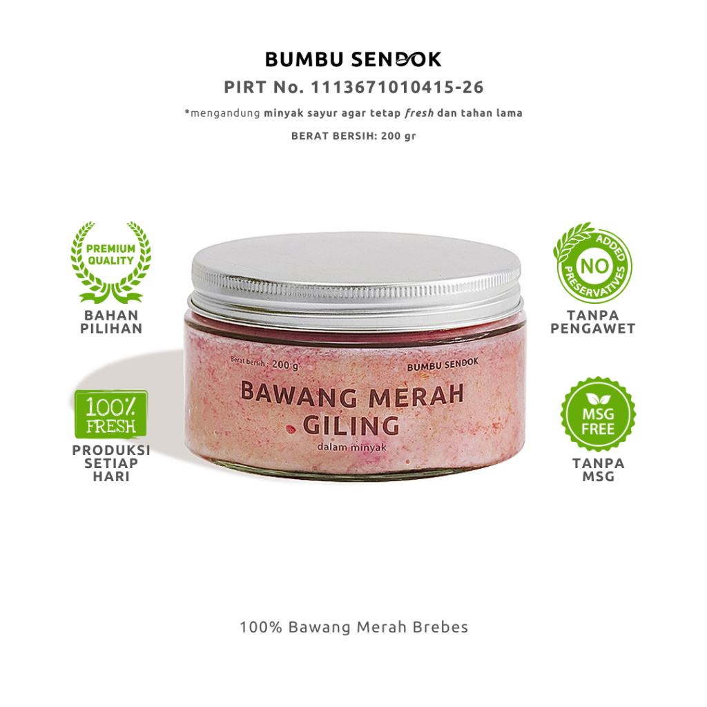 

Bawang Merah Giling dalam Minyak // Shallot Paste in Oil 200g --- BUMBU SENDOK Halus Dapur Instan Masak Homemade Basah Tanpa MSG Lengkap Komplit Giling MPASI Putih Merah Bombay Kating Brebes Baceman Cepat Saji Favorit Premium