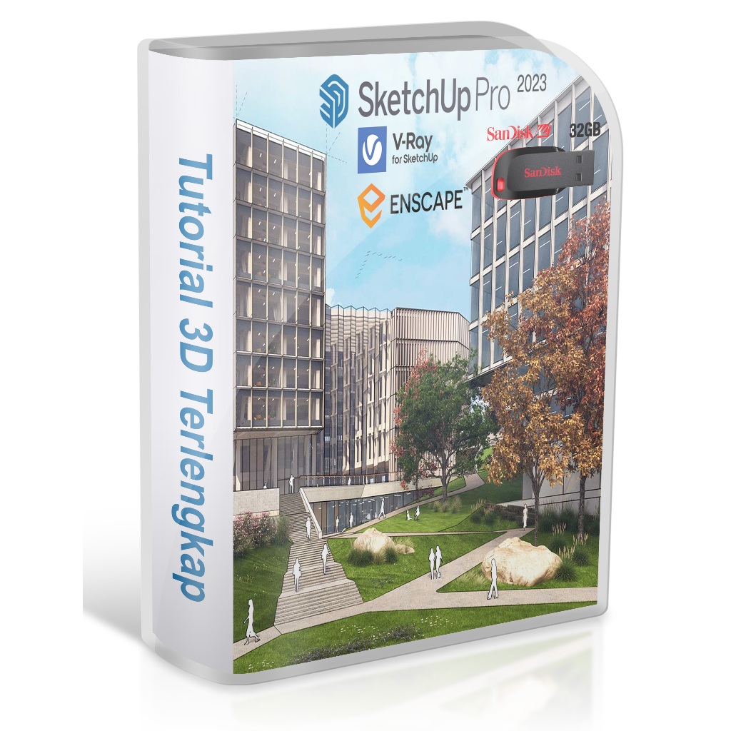 FD32GB SketchUp 2023 Video Tutorial Mastering plus Premium Plugins VRay Enscape dll