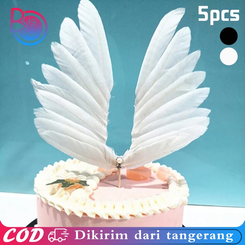 Isi 5pcs Topper Kue Sayap Malaikat Topper Kue Sayap Bulu Cake Topper Wing Wings Hiasan Kue Sayap